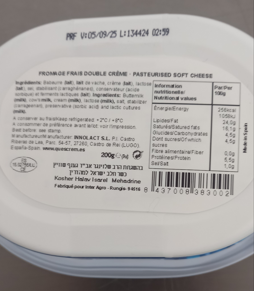 Creme cheese Double crème 200 gr