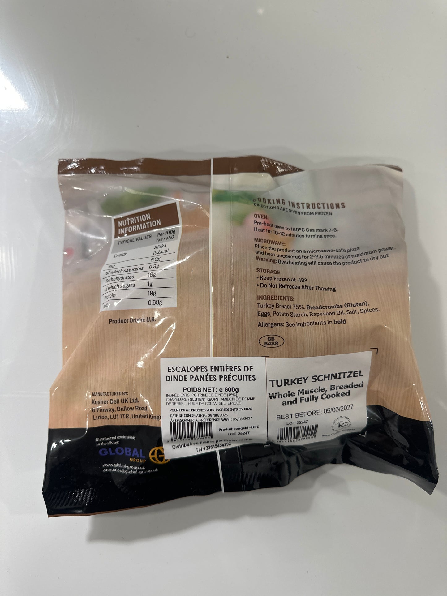 SCHNITZEL Dinde FROHWEIN 600 gr