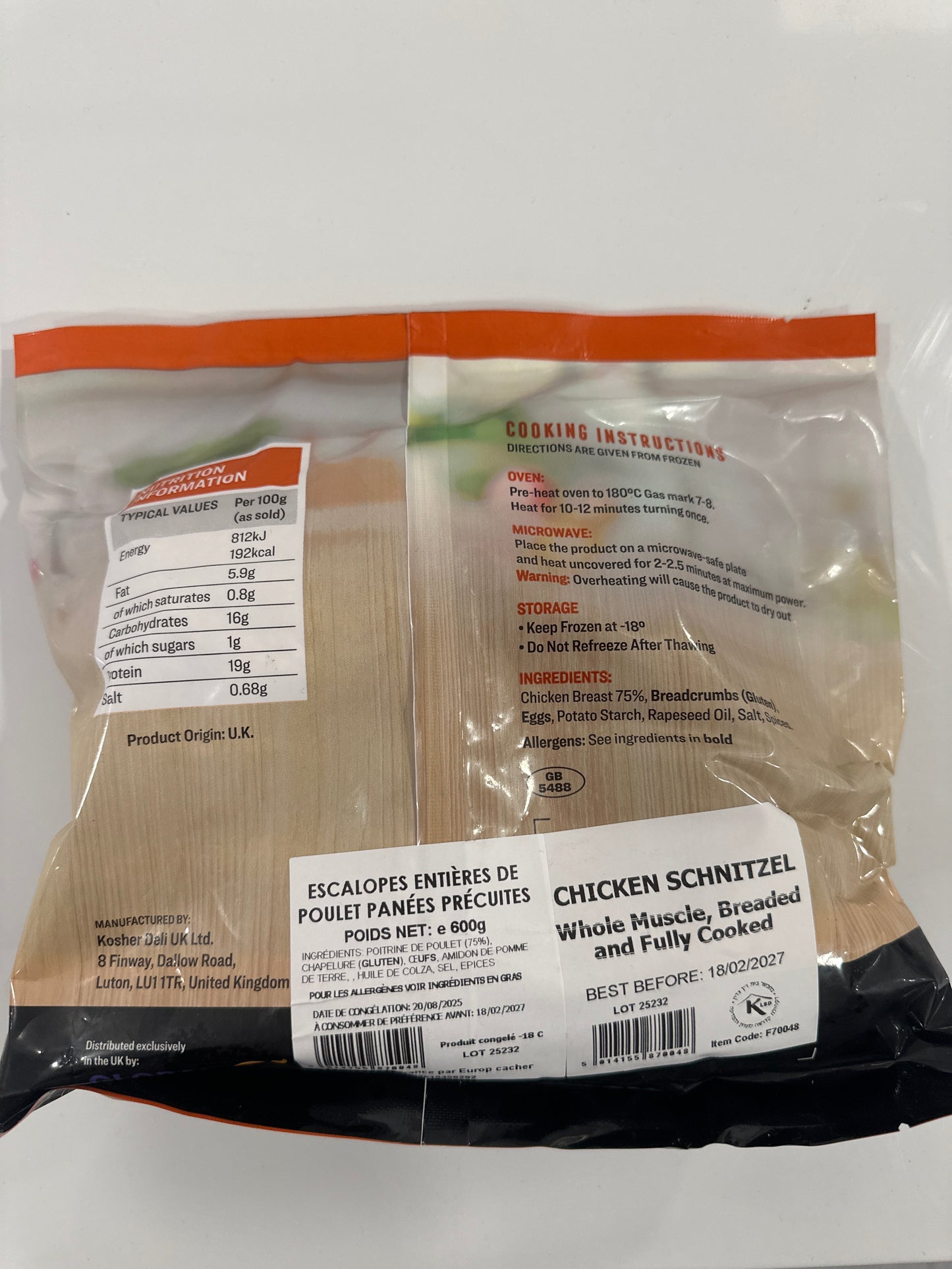 SCHNITZEL Poulet FROHWEIN 600 gr