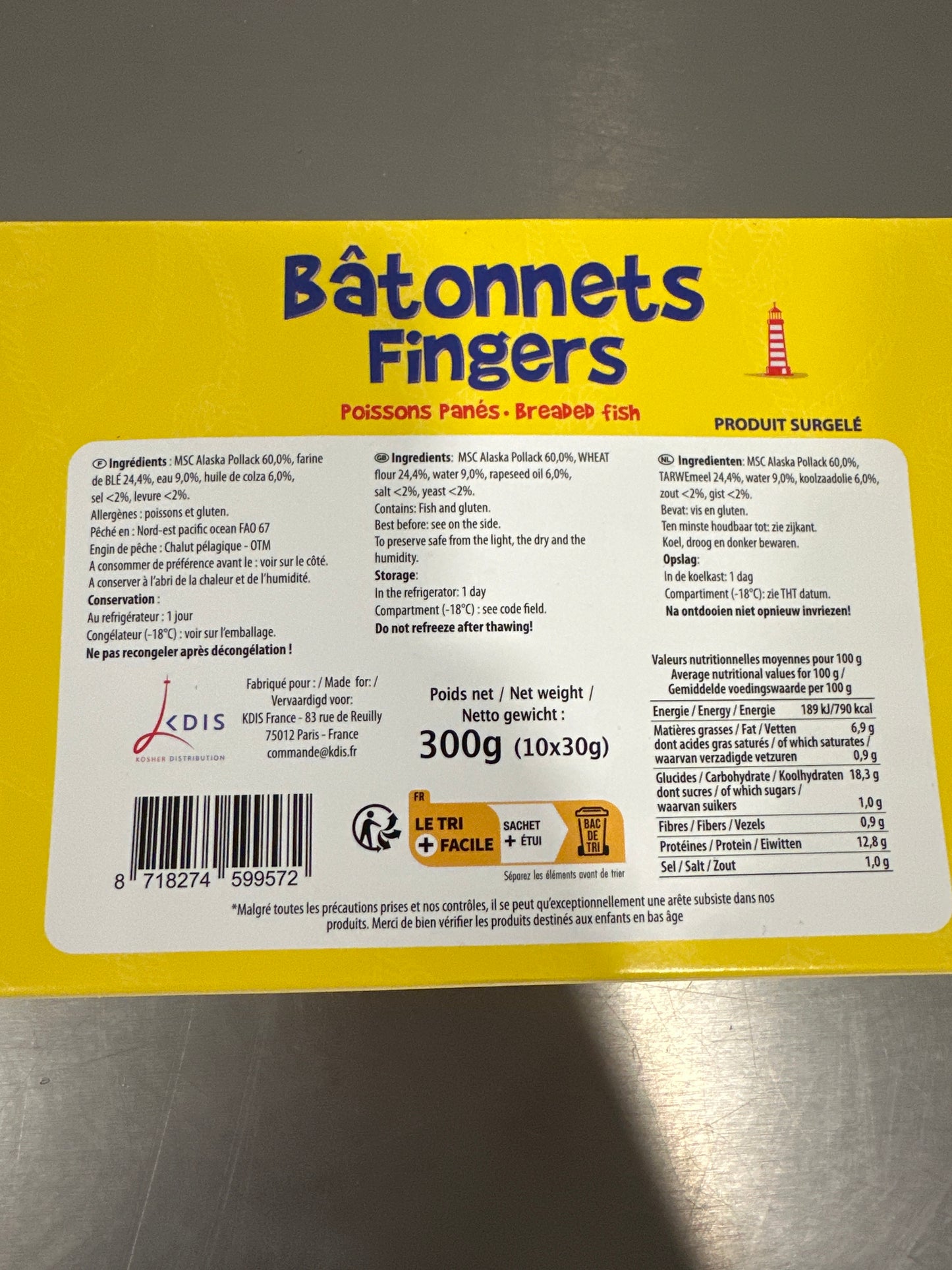 Batonnet poisson pané 300 GR KASH FOOD