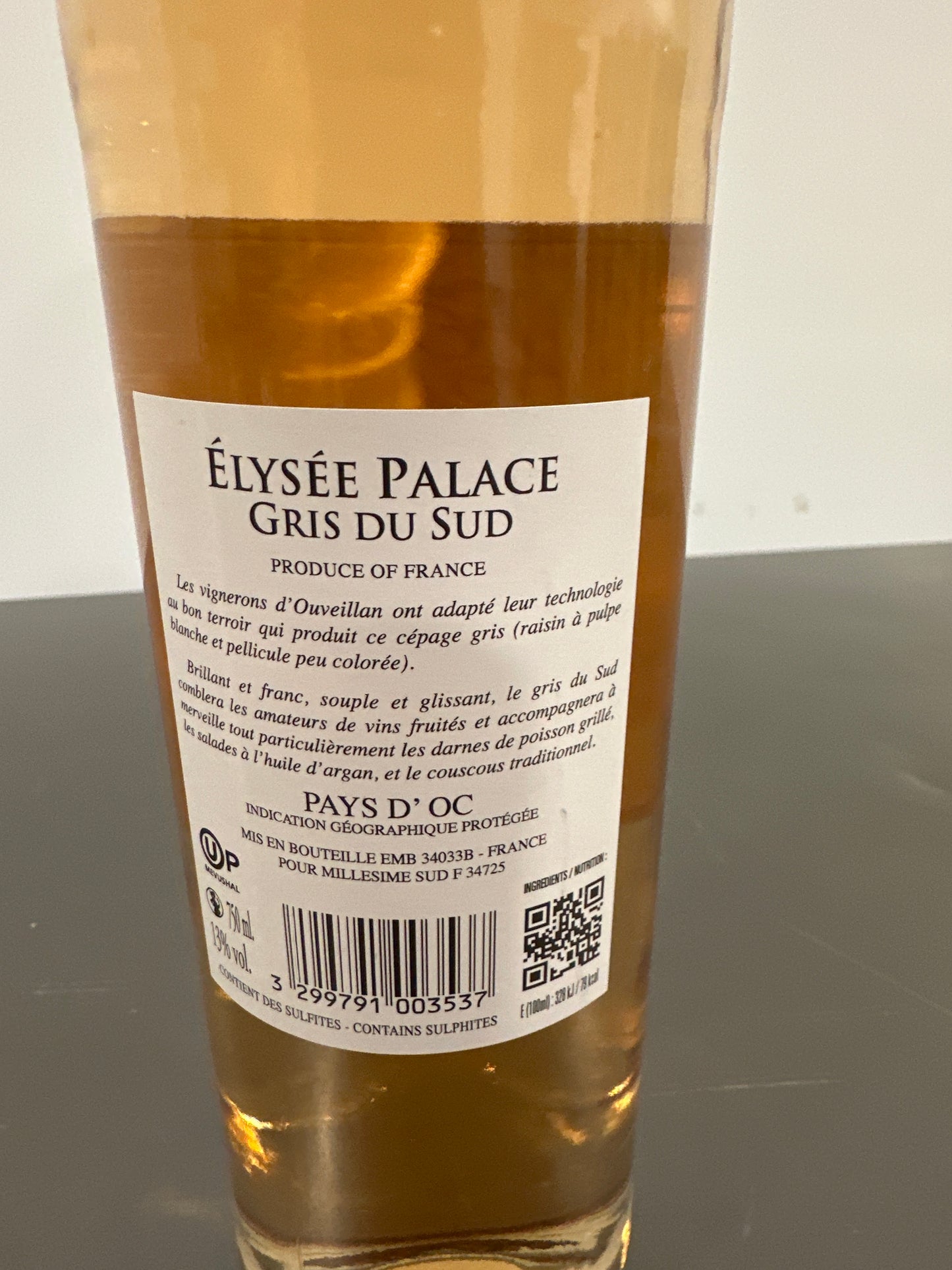 Vin Rosé Gris du Sud ELYSEE PALACE