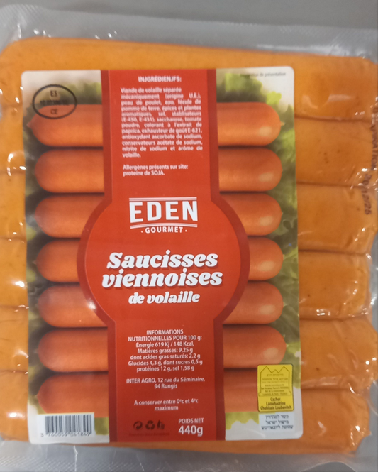 Saucisses Viennoises fumées 440 gr EDEN
