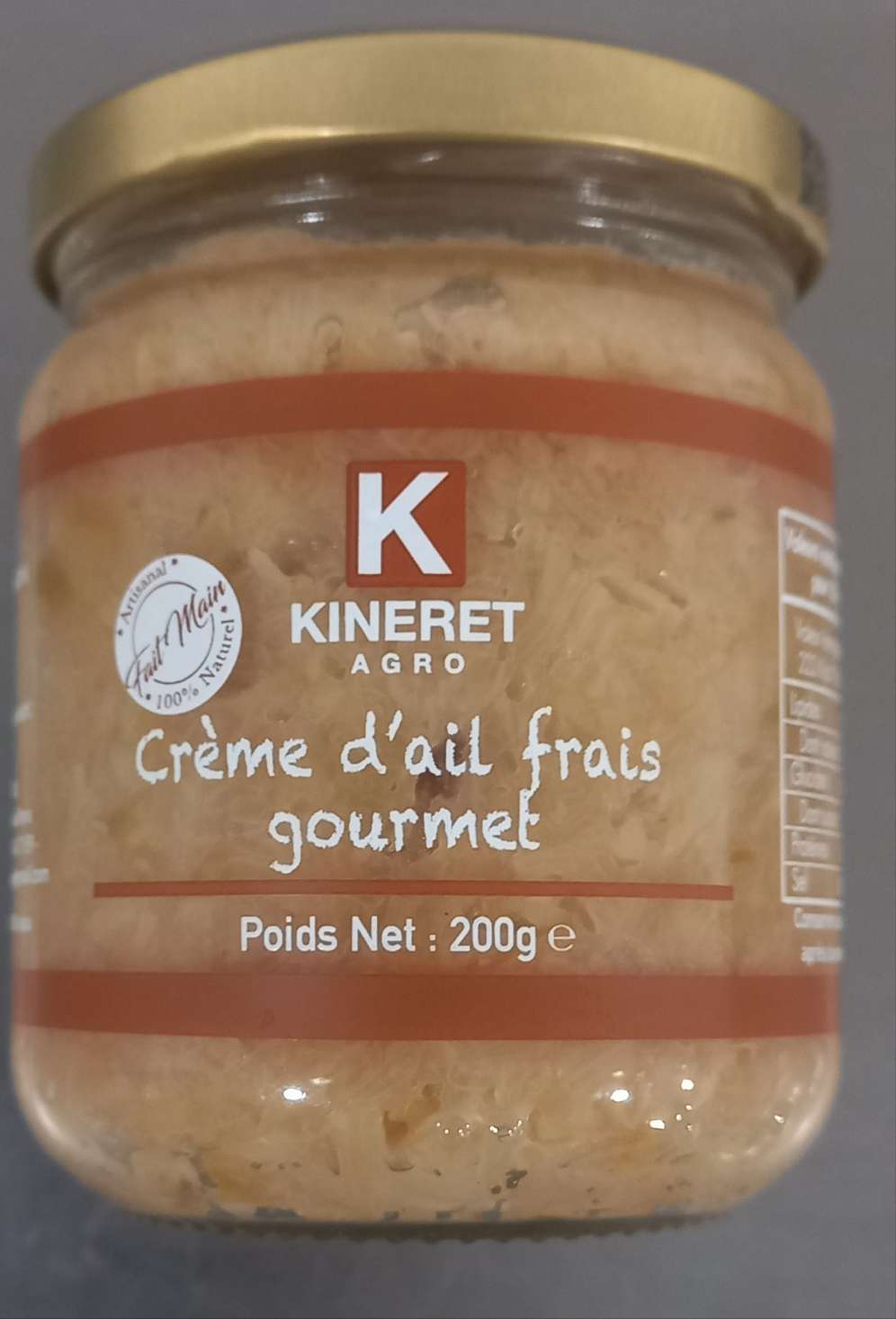 Creme d'ail frais 300 gr Kineret