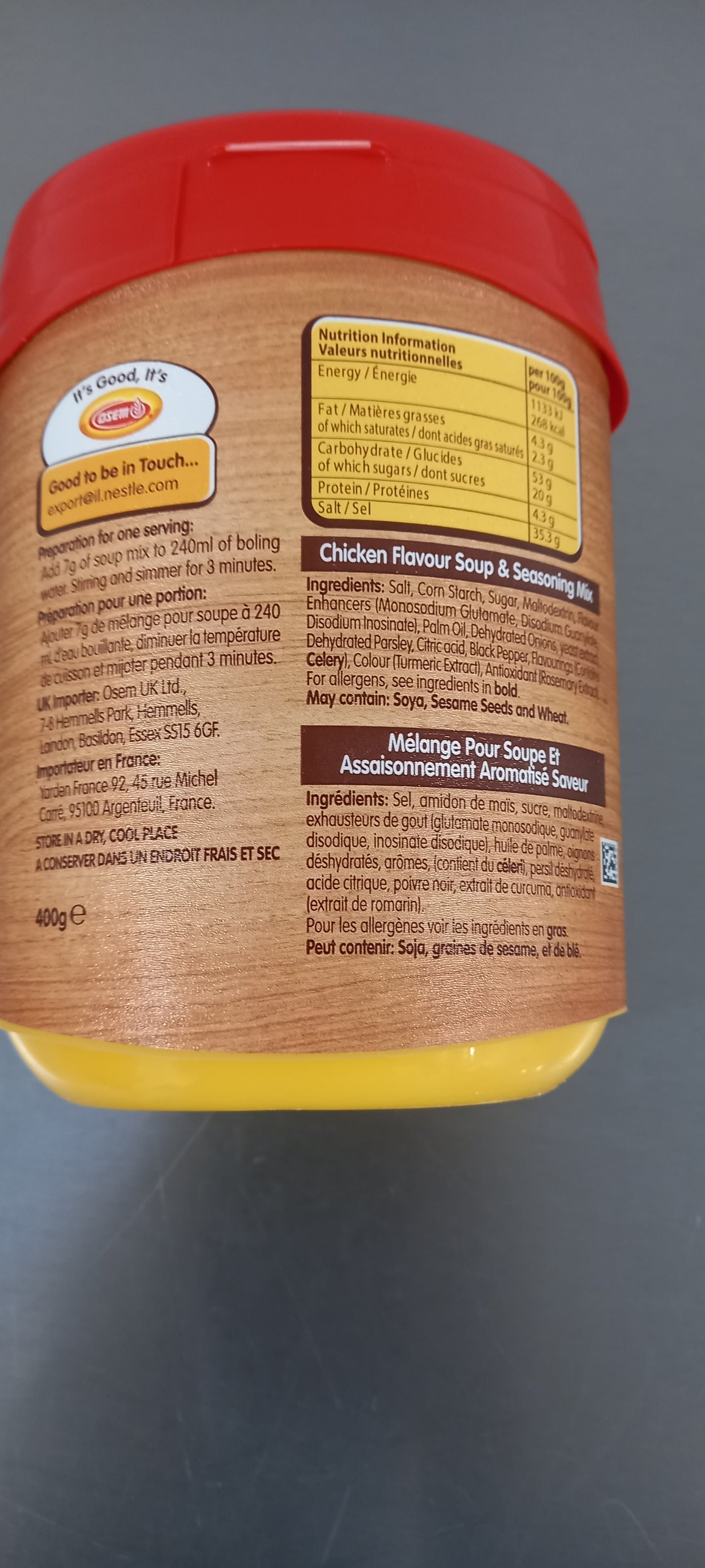 Consommé Instantané Gout Poulet Parvé 400 gr OSEM (Marakof)