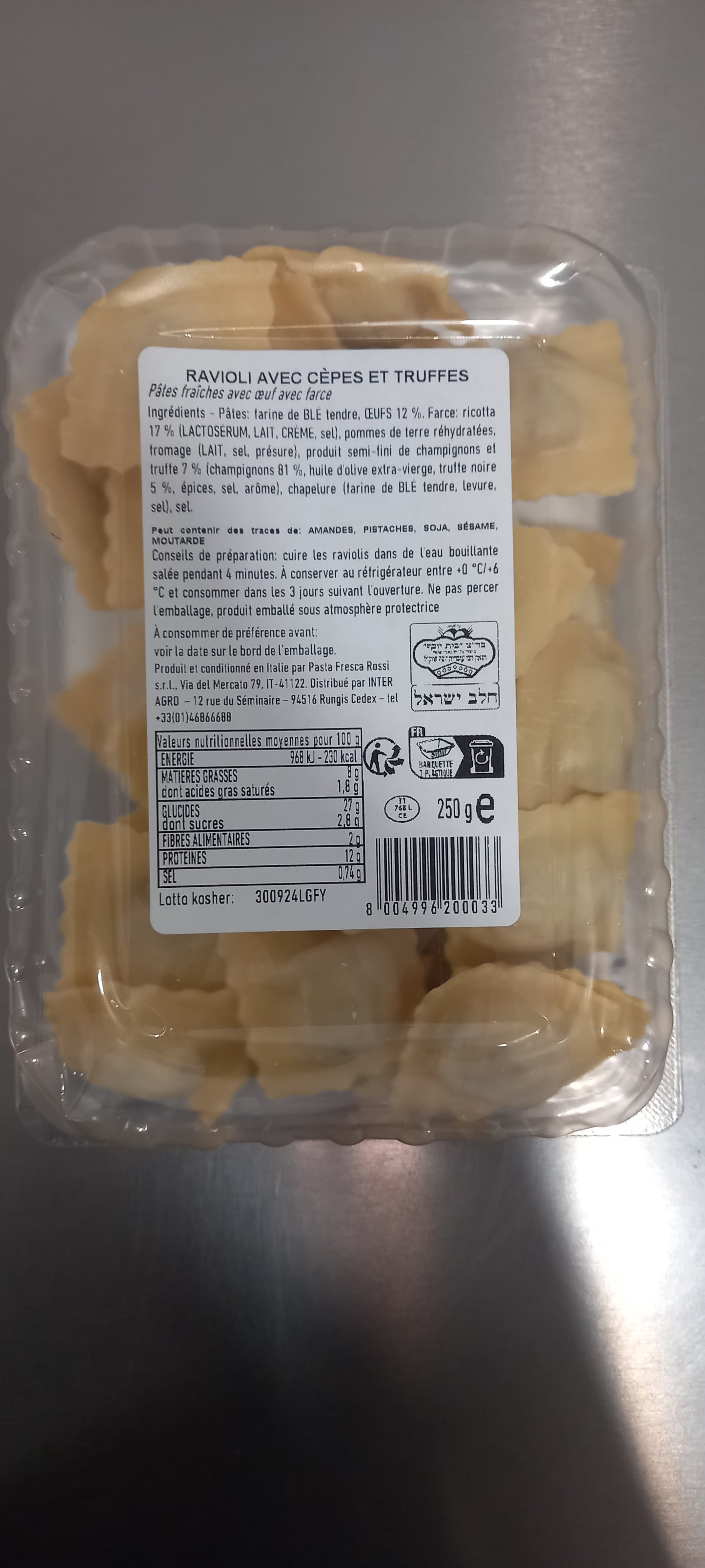 Ravioli Cèpes et truffes noires 250 g