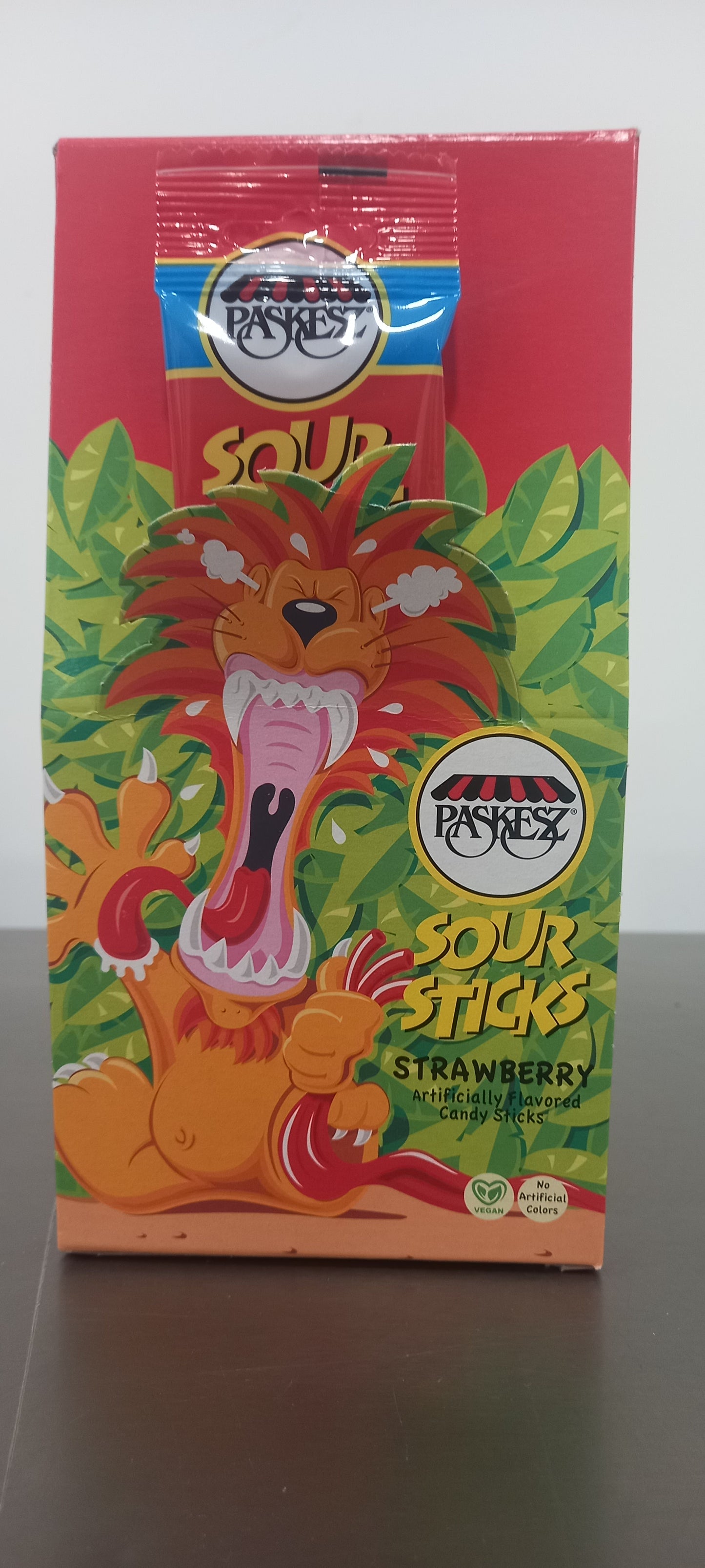 Sour sticks strawberry 50gr Paskesz